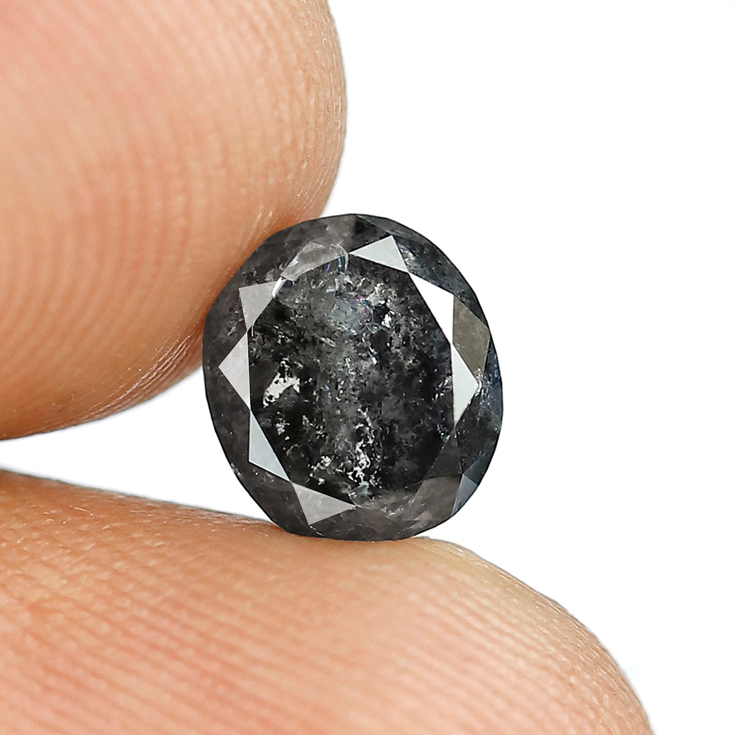 Ethical Salt and Pepper Diamond Oval Cut 1.96 CT – Gray Black Loose Diamond for Engagement Ring Setting