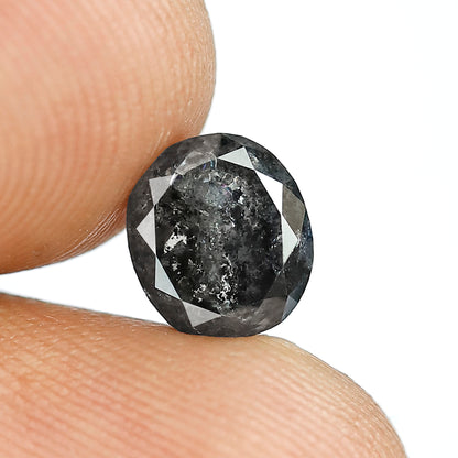 Ethical Salt and Pepper Diamond Oval Cut 1.96 CT – Gray Black Loose Diamond for Engagement Ring Setting