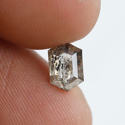 0.80 CT Natural Hexagon Loose Diamond, 6.90 mm Ethical Salt and Pepper Diamond For Making Bridal Jewelry
