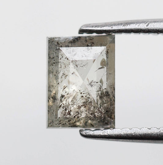 0.79 CT Natural Gray Black Geometric cut Diamond, 6.40 x 4.70 mm Loose Earth Mined Salt and Pepper Diamond