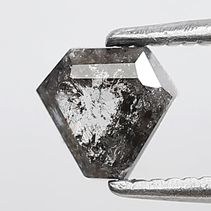Natural Geometric cut 0.59 CT Earth Mined Diamond, 5.20 x 5.50 mm Salt and Pepper Loose Diamond For Custom Jewelry