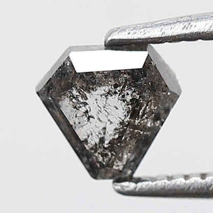 Natural Geometric cut 0.59 CT Earth Mined Diamond, 5.20 x 5.50 mm Salt and Pepper Loose Diamond For Custom Jewelry