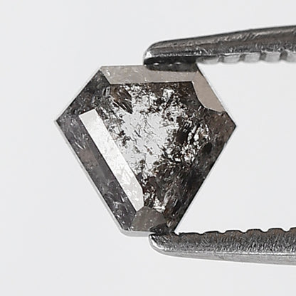 Natural Geometric cut 0.59 CT Earth Mined Diamond, 5.20 x 5.50 mm Salt and Pepper Loose Diamond For Custom Jewelry
