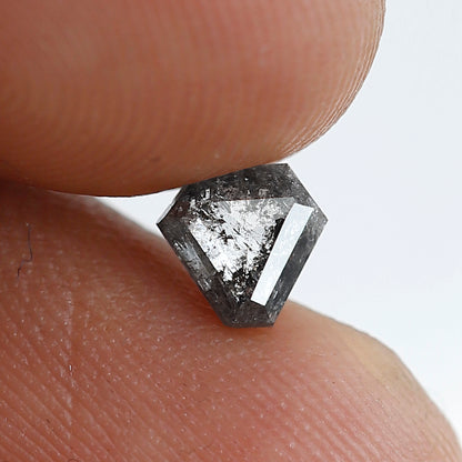 Natural Geometric cut 0.59 CT Earth Mined Diamond, 5.20 x 5.50 mm Salt and Pepper Loose Diamond For Custom Jewelry