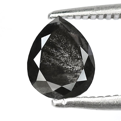 Pear Shape Salt and Pepper Diamond 0.98 Carat – Gray Black Ethical Loose Diamond for Unique Engagement Ring