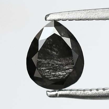 Pear Shape Salt and Pepper Diamond 0.98 Carat – Gray Black Ethical Loose Diamond for Unique Engagement Ring