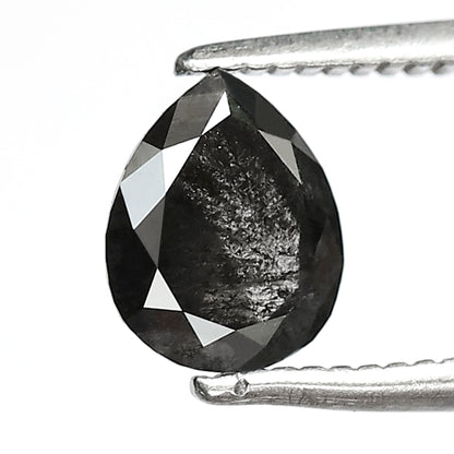 Pear Shape Salt and Pepper Diamond 0.98 Carat – Gray Black Ethical Loose Diamond for Unique Engagement Ring