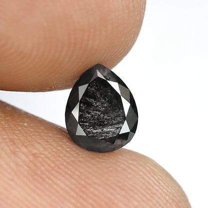Pear Shape Salt and Pepper Diamond 0.98 Carat – Gray Black Ethical Loose Diamond for Unique Engagement Ring