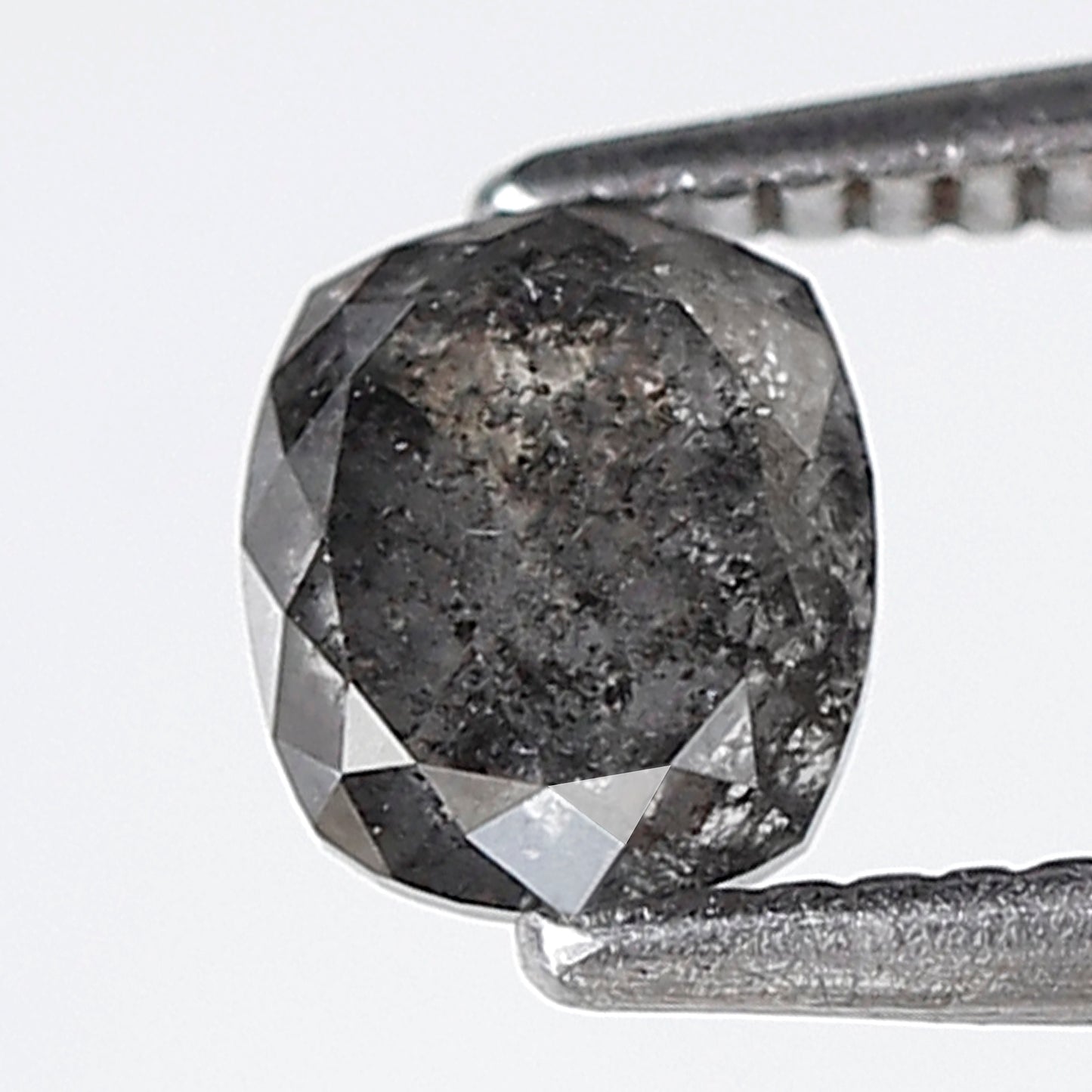 0.77 CT Oval Shape Salt and Pepper Diamond, 5.30 x 4.60 mm Natural Gray Black Loose Diamond For Wedding Ring