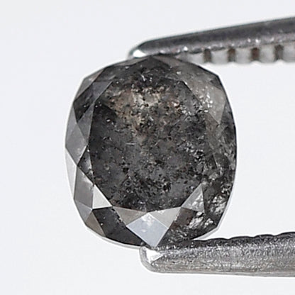 0.77 CT Oval Shape Salt and Pepper Diamond, 5.30 x 4.60 mm Natural Gray Black Loose Diamond For Wedding Ring