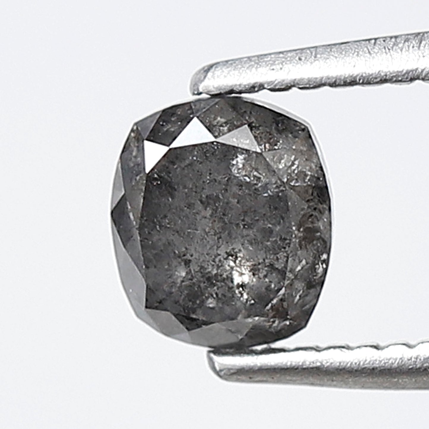 0.77 CT Oval Shape Salt and Pepper Diamond, 5.30 x 4.60 mm Natural Gray Black Loose Diamond For Wedding Ring