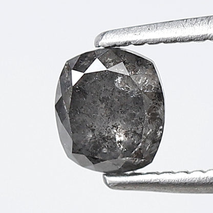 0.77 CT Oval Shape Salt and Pepper Diamond, 5.30 x 4.60 mm Natural Gray Black Loose Diamond For Wedding Ring