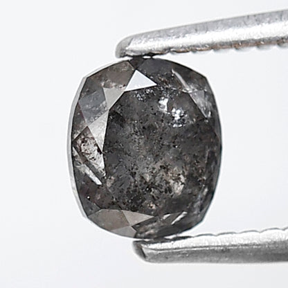 0.77 CT Oval Shape Salt and Pepper Diamond, 5.30 x 4.60 mm Natural Gray Black Loose Diamond For Wedding Ring