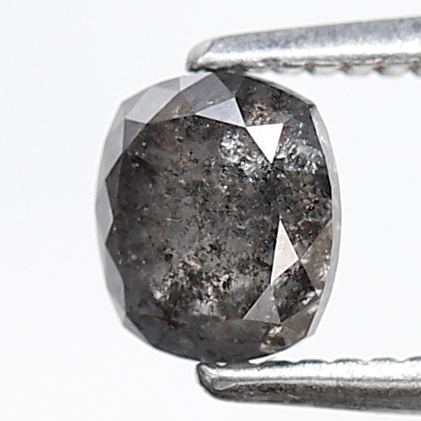 0.77 CT Oval Shape Salt and Pepper Diamond, 5.30 x 4.60 mm Natural Gray Black Loose Diamond For Wedding Ring