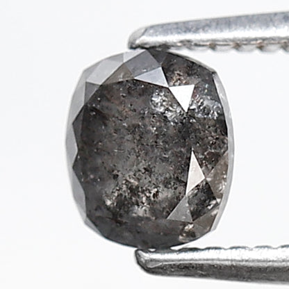 0.77 CT Oval Shape Salt and Pepper Diamond, 5.30 x 4.60 mm Natural Gray Black Loose Diamond For Wedding Ring