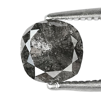 1.09 CT Ethical Salt and Pepper Diamond – Cushion Cut Natural Gray Black Diamond for Promise Ring