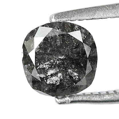 1.09 CT Ethical Salt and Pepper Diamond – Cushion Cut Natural Gray Black Diamond for Promise Ring