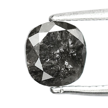 1.09 CT Ethical Salt and Pepper Diamond – Cushion Cut Natural Gray Black Diamond for Promise Ring