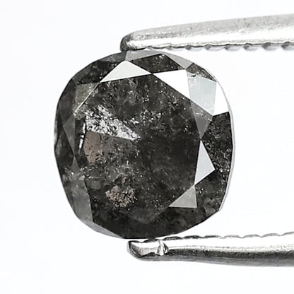 1.09 CT Ethical Salt and Pepper Diamond – Cushion Cut Natural Gray Black Diamond for Promise Ring