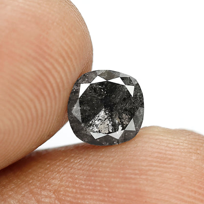 1.09 CT Ethical Salt and Pepper Diamond – Cushion Cut Natural Gray Black Diamond for Promise Ring