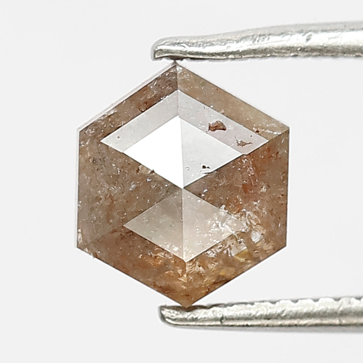 1.39 CT Hexagon cut Natural Loose Diamond, 6.30 x 6.40 mm Rustic Brownish Gray Diamond For Ring and Pendant