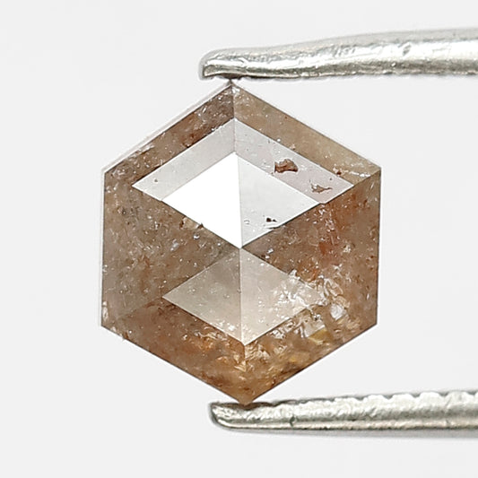 1.39 CT Hexagon cut Natural Loose Diamond, 6.30 x 6.40 mm Rustic Brownish Gray Diamond For Ring and Pendant