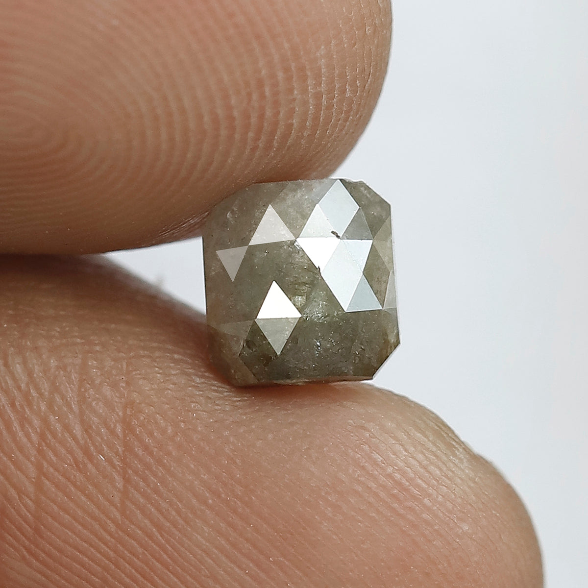 1.19 CT Geometric cut Loose Natural Diamond, 6.50 x 6.10 mm Gray Black Ethical Rustic Diamond