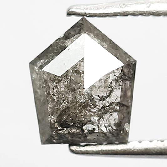 1.16 CT Unique Temple Shape Diamond Loose Natural Conflict Free Grey Black Color Diamond 7 MM Salt And Pepper Diamond