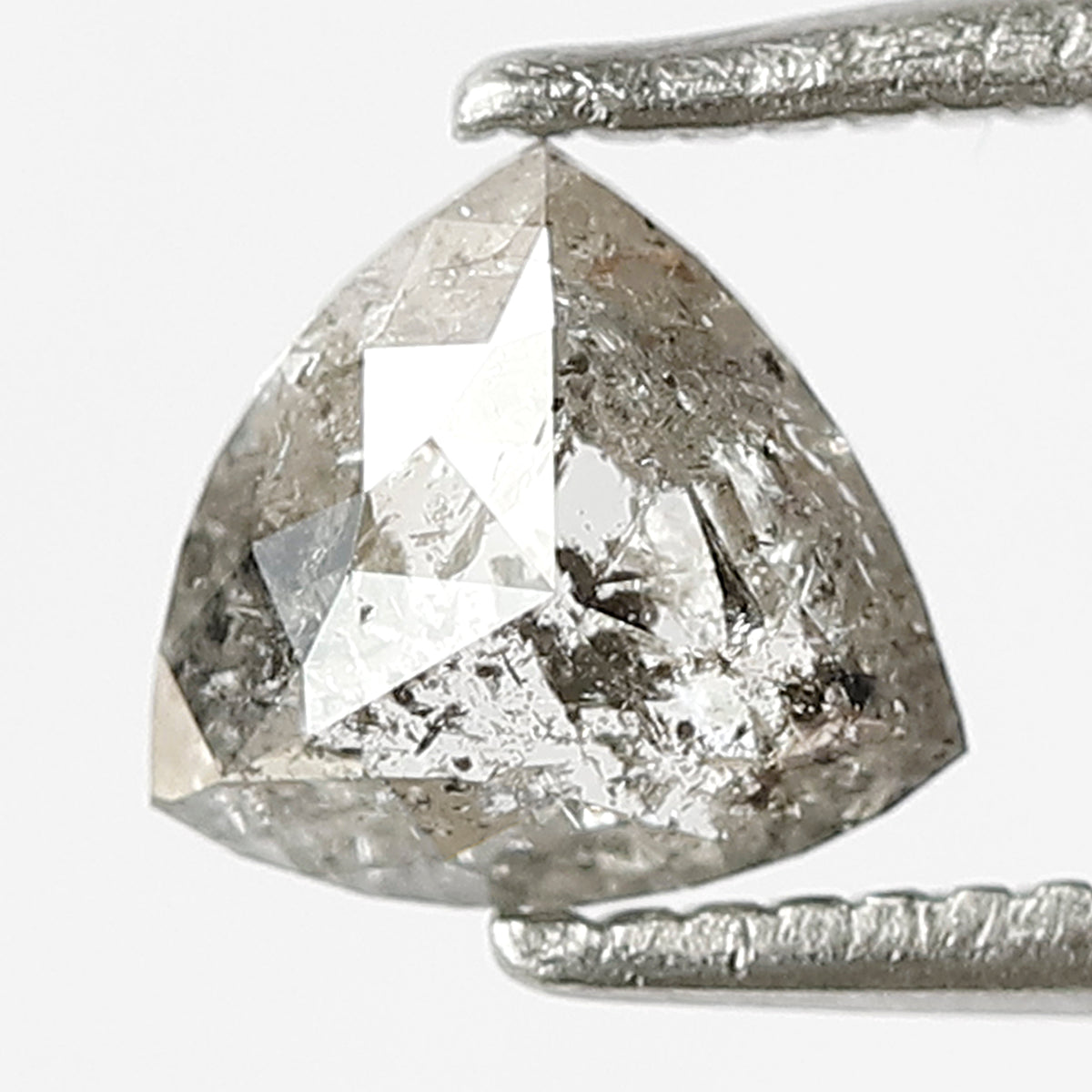 0.68 CT Triangle shape Grey Black color 5.90 MM Natural loose salt and pepper diamond