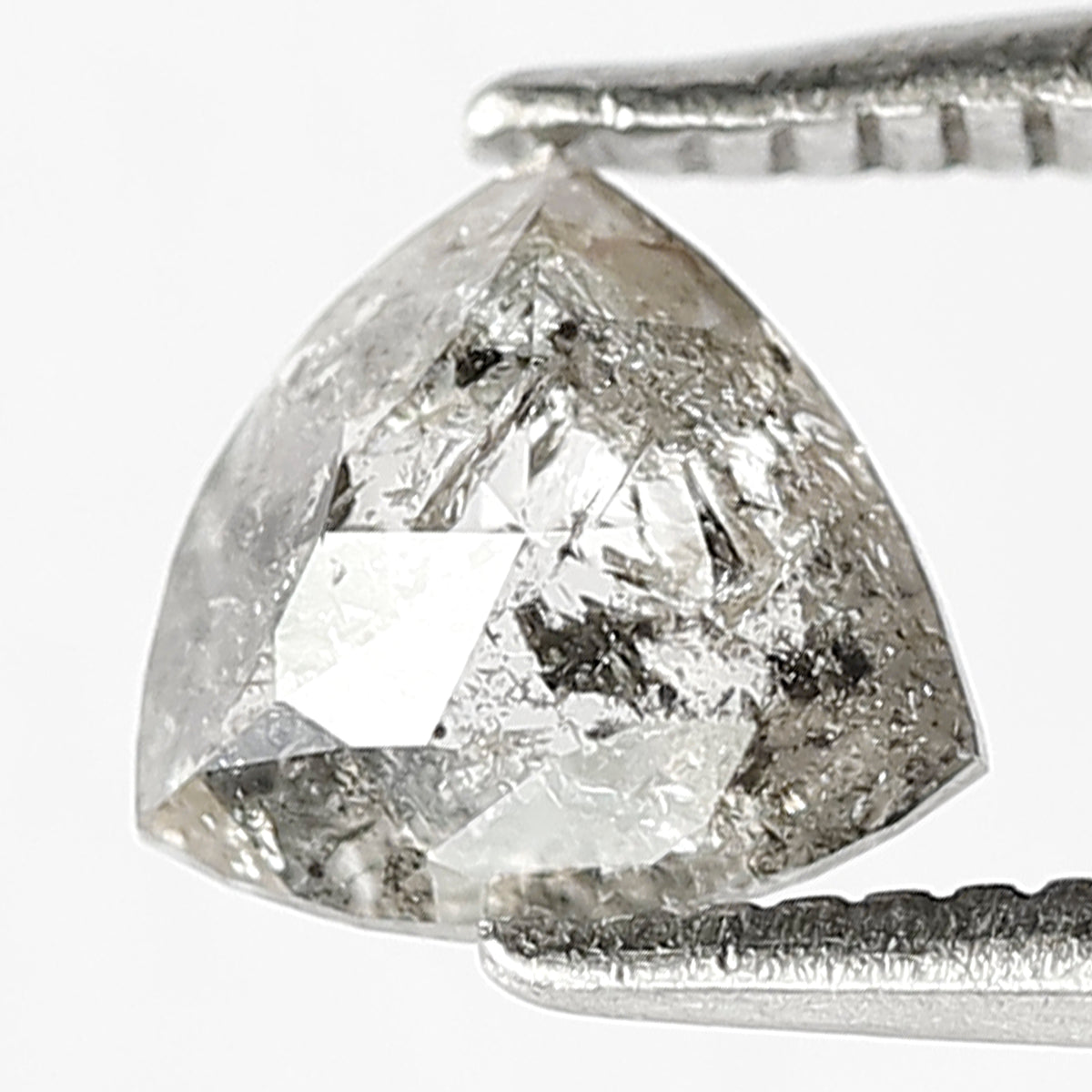 0.68 CT Triangle shape Grey Black color 5.90 MM Natural loose salt and pepper diamond