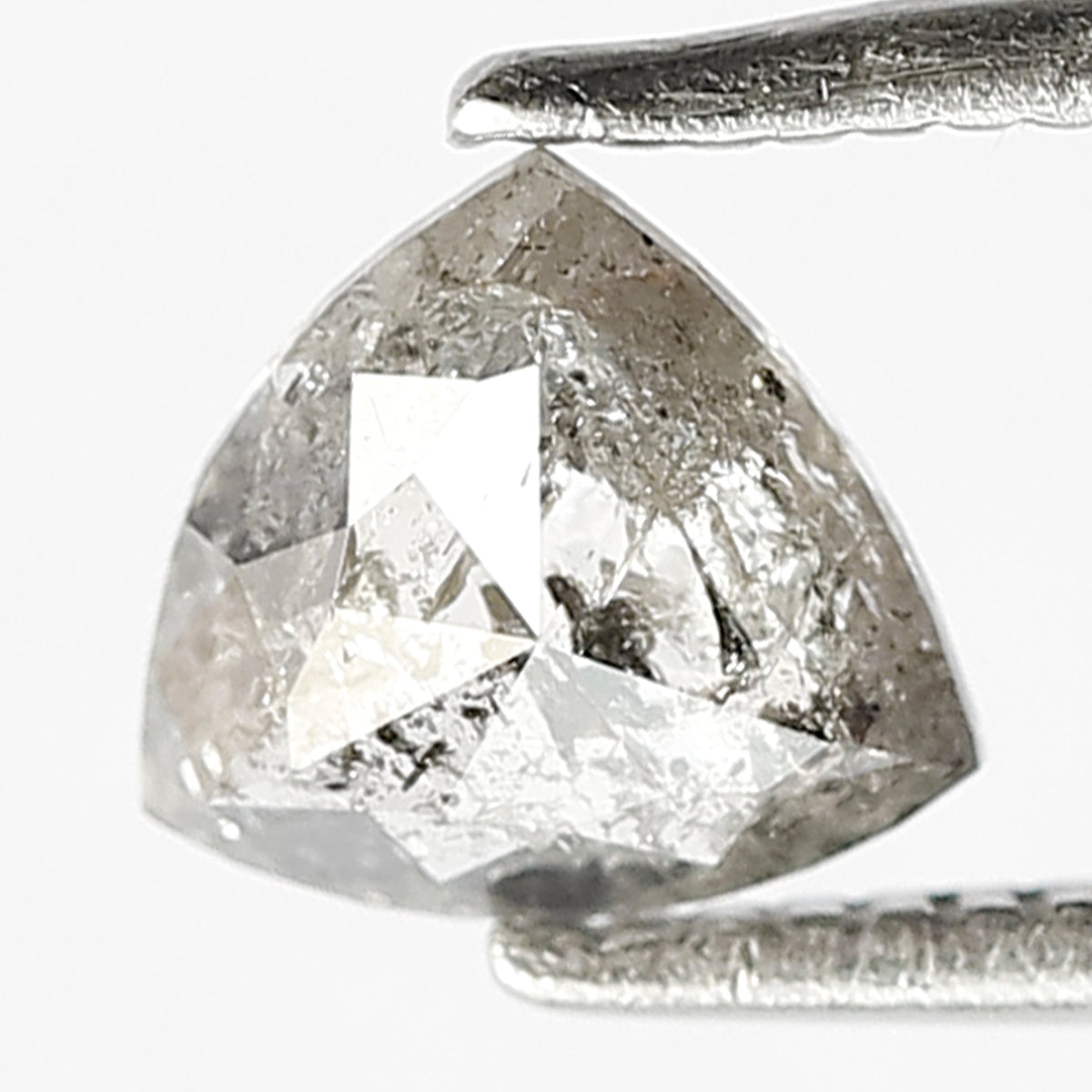 0.68 CT Triangle shape Grey Black color 5.90 MM Natural loose salt and pepper diamond