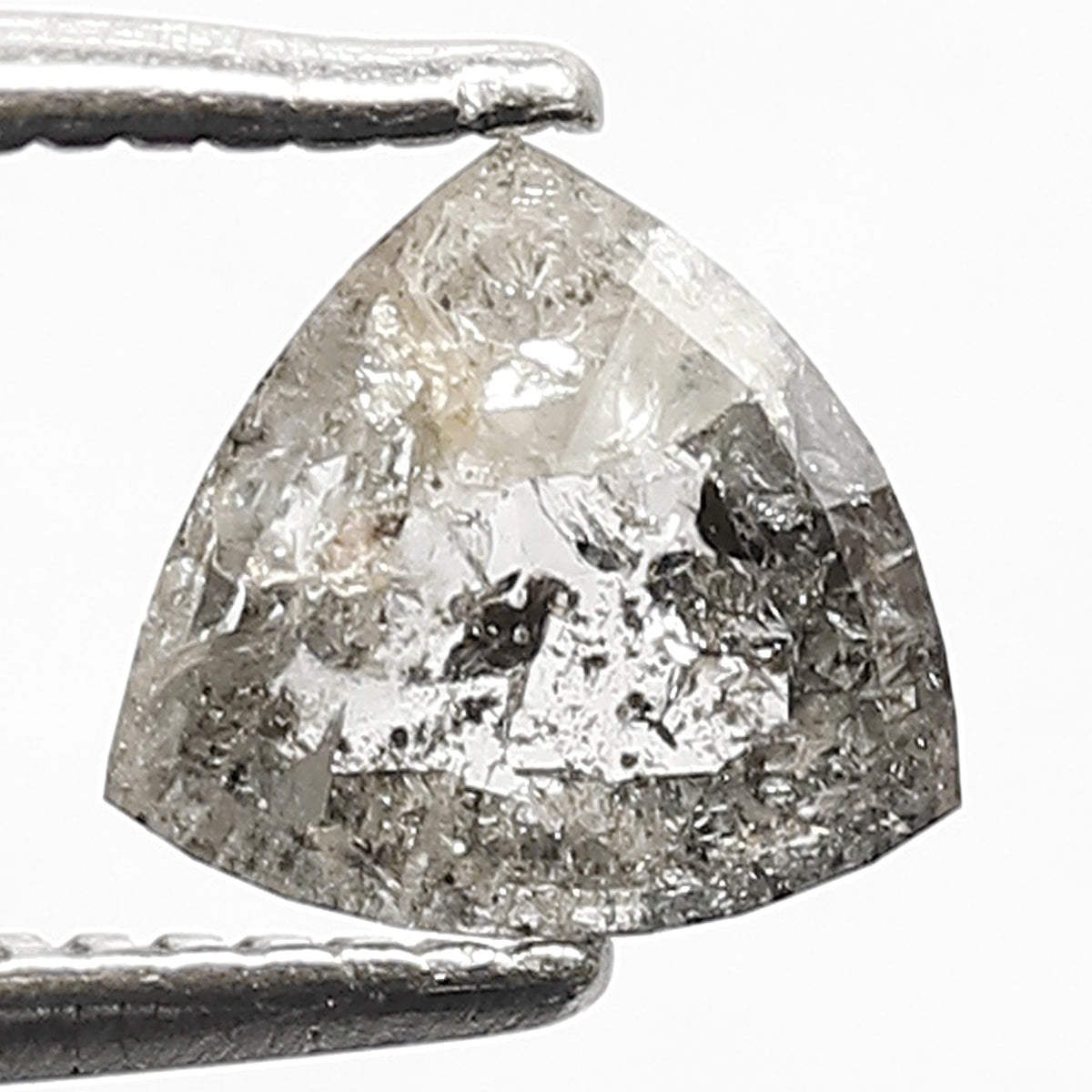 0.68 CT Triangle shape Grey Black color 5.90 MM Natural loose salt and pepper diamond