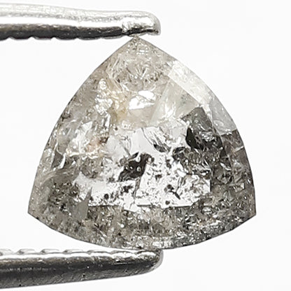 0.68 CT Triangle shape Grey Black color 5.90 MM Natural loose salt and pepper diamond