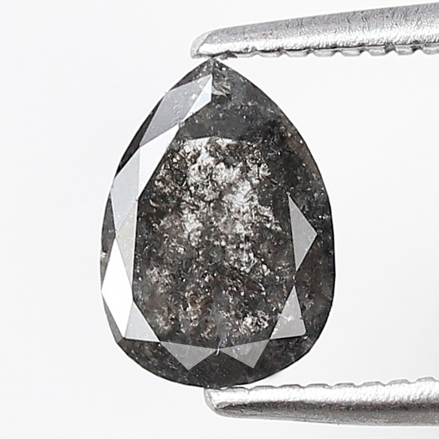 0.81 CT Pear Shape Salt and Pepper Diamond, Natural Gray Black Loose Diamond, Conflict Free Anniversary Ring Stone