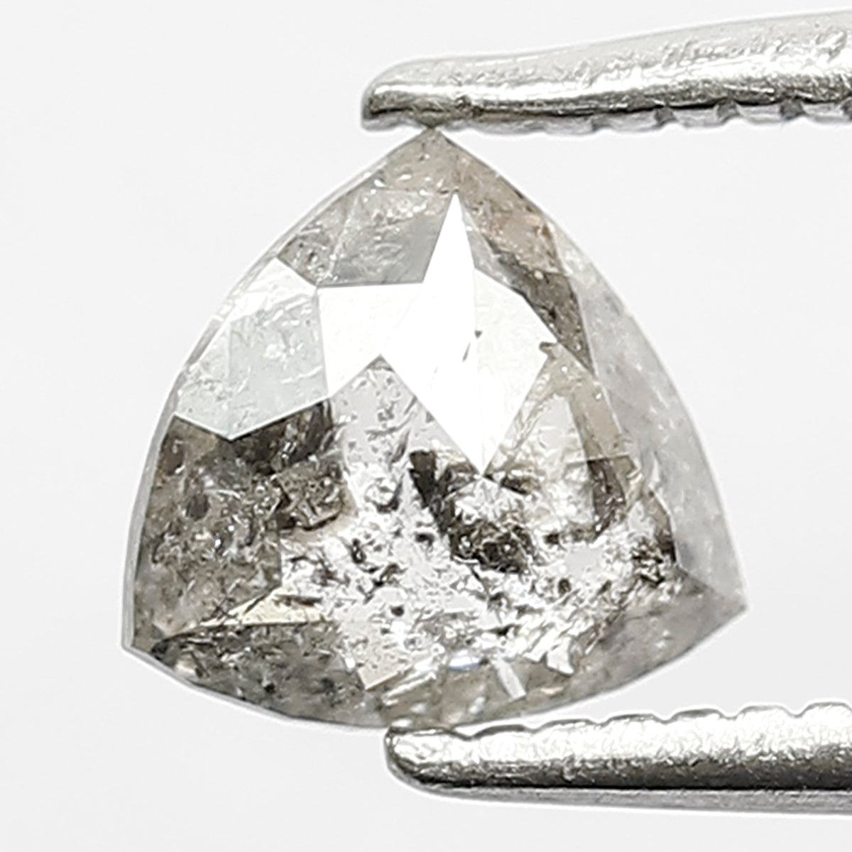 0.68 CT Triangle shape Grey Black color 5.90 MM Natural loose salt and pepper diamond