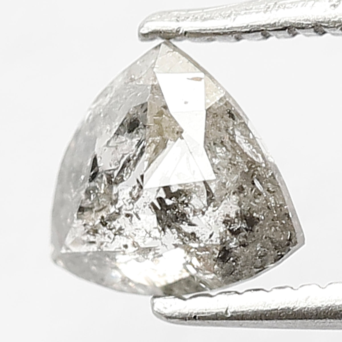 0.68 CT Triangle shape Grey Black color 5.90 MM Natural loose salt and pepper diamond
