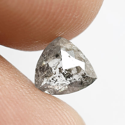 0.68 CT Triangle shape Grey Black color 5.90 MM Natural loose salt and pepper diamond