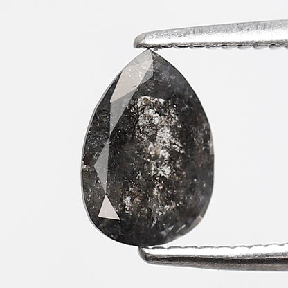 0.81 CT Pear Shape Salt and Pepper Diamond, Natural Gray Black Loose Diamond, Conflict Free Anniversary Ring Stone