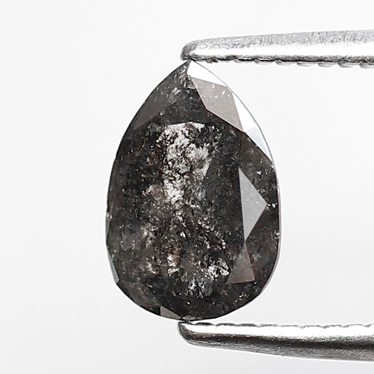 0.81 CT Pear Shape Salt and Pepper Diamond, Natural Gray Black Loose Diamond, Conflict Free Anniversary Ring Stone