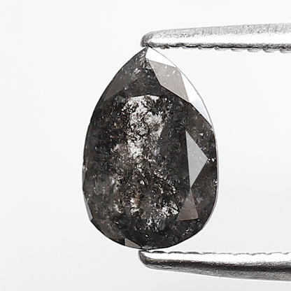 0.81 CT Pear Shape Salt and Pepper Diamond, Natural Gray Black Loose Diamond, Conflict Free Anniversary Ring Stone