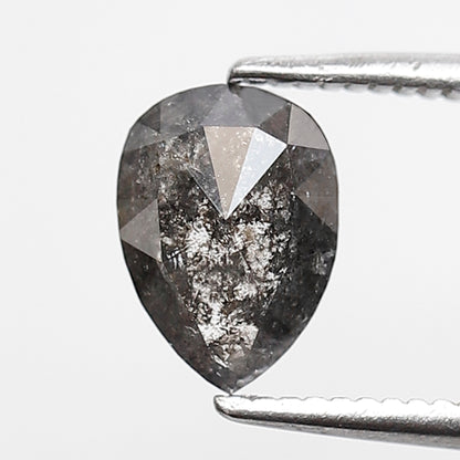0.81 CT Pear Shape Salt and Pepper Diamond, Natural Gray Black Loose Diamond, Conflict Free Anniversary Ring Stone