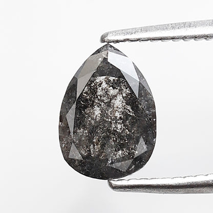 0.81 CT Pear Shape Salt and Pepper Diamond, Natural Gray Black Loose Diamond, Conflict Free Anniversary Ring Stone