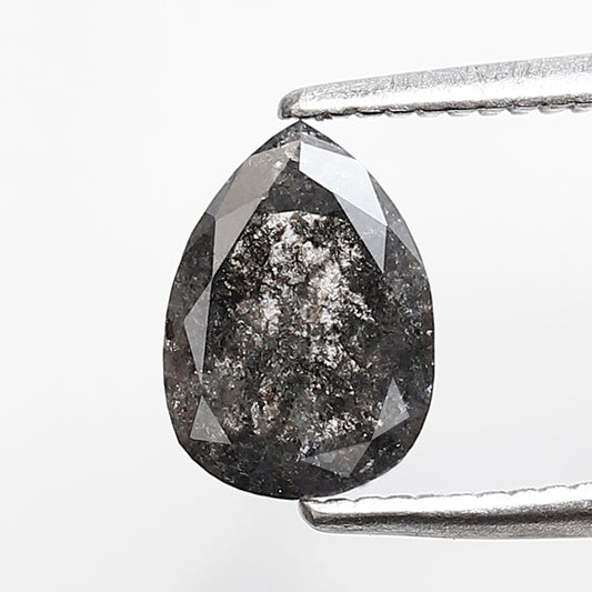 0.81 CT Pear Shape Salt and Pepper Diamond, Natural Gray Black Loose Diamond, Conflict Free Anniversary Ring Stone