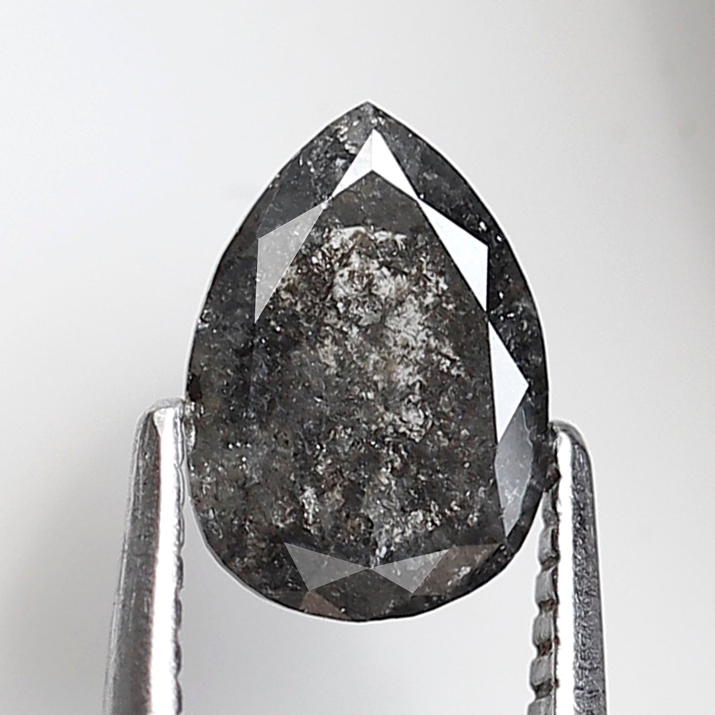 0.81 CT Pear Shape Salt and Pepper Diamond, Natural Gray Black Loose Diamond, Conflict Free Anniversary Ring Stone