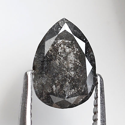 0.81 CT Pear Shape Salt and Pepper Diamond, Natural Gray Black Loose Diamond, Conflict Free Anniversary Ring Stone