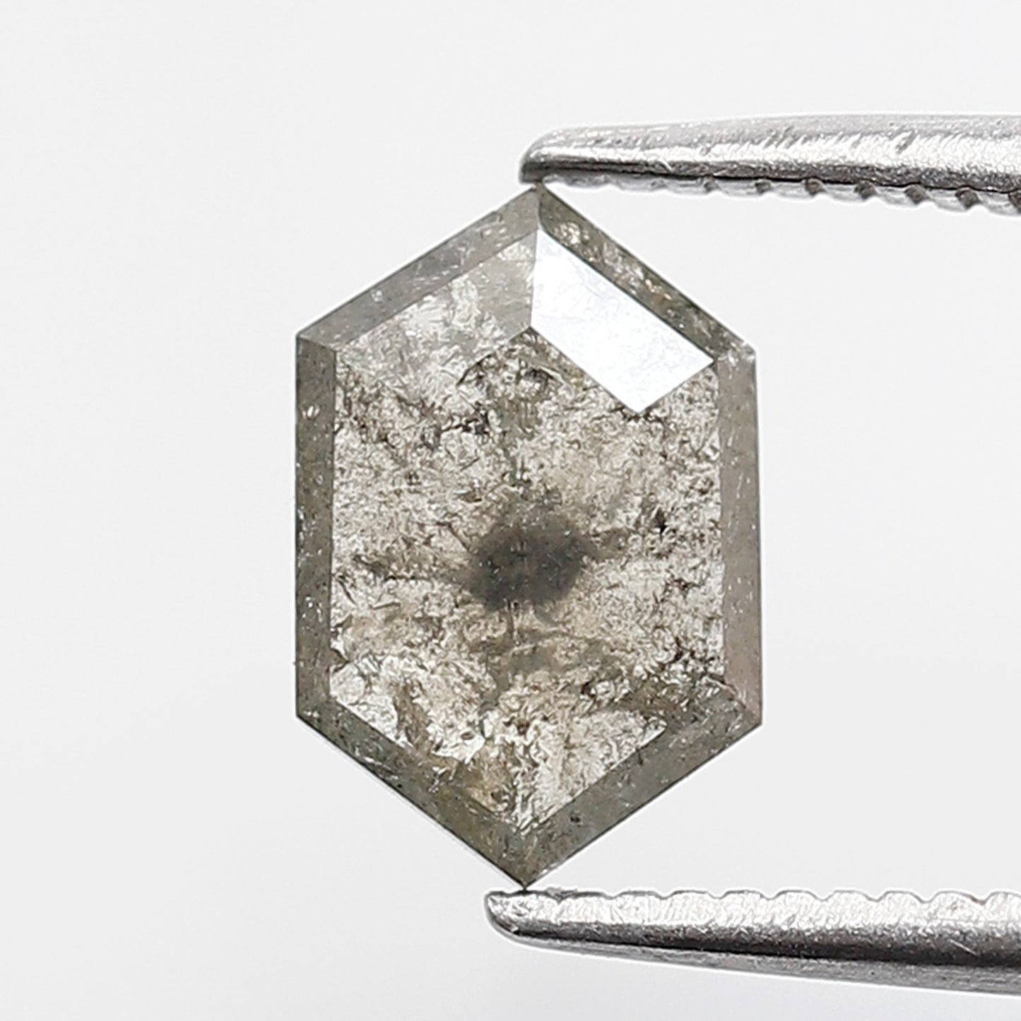 Natural 1.02 CT Hexagon Loose Earth Mined Diamond, 8.50 x 5.70 mm Gray Black Salt and Pepper Diamond