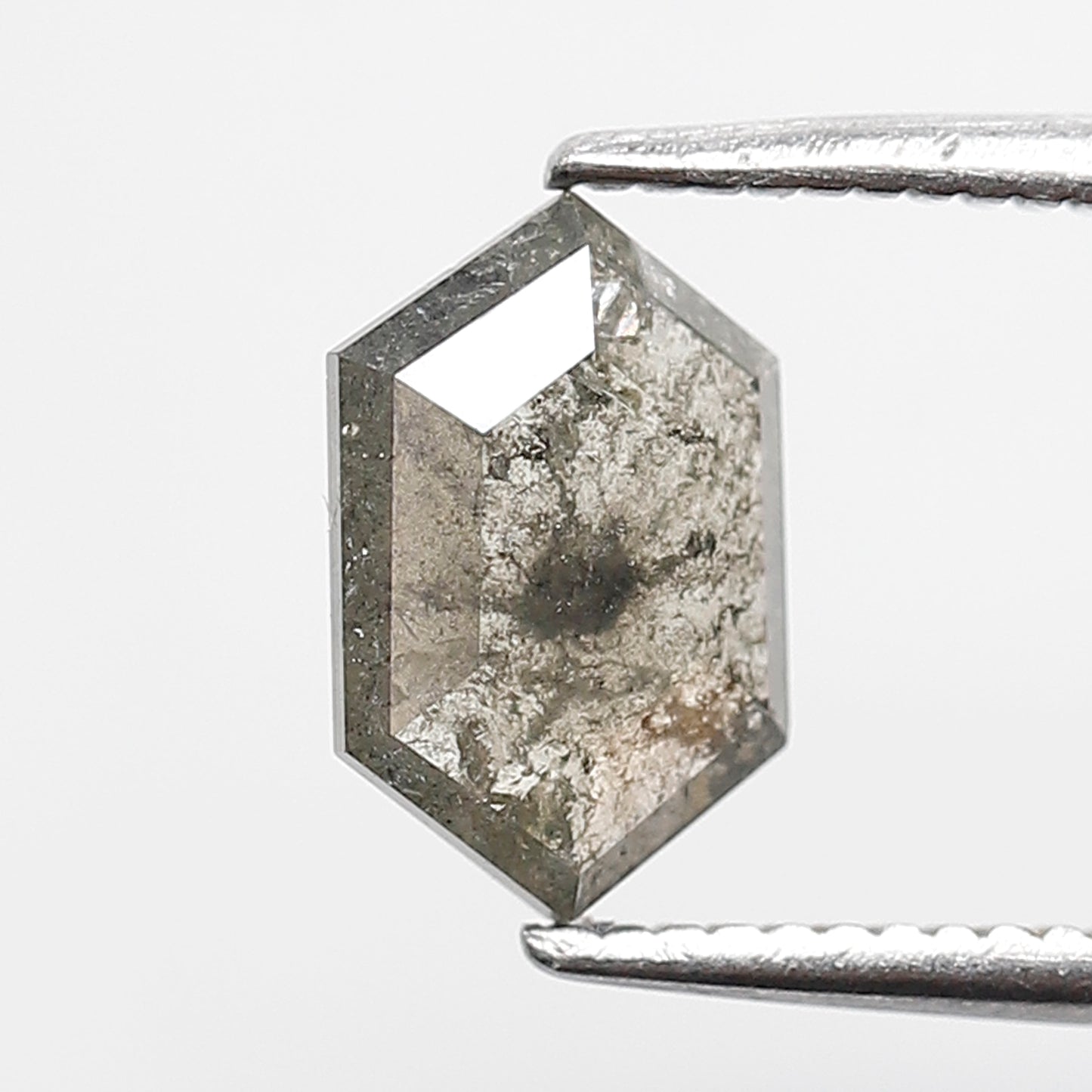 Natural 1.02 CT Hexagon Loose Earth Mined Diamond, 8.50 x 5.70 mm Gray Black Salt and Pepper Diamond