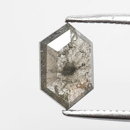Natural 1.02 CT Hexagon Loose Earth Mined Diamond, 8.50 x 5.70 mm Gray Black Salt and Pepper Diamond