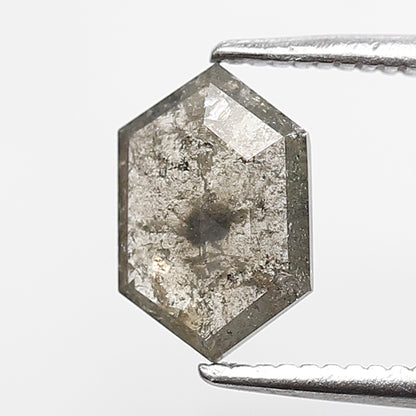 Natural 1.02 CT Hexagon Loose Earth Mined Diamond, 8.50 x 5.70 mm Gray Black Salt and Pepper Diamond