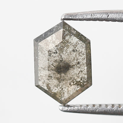 Natural 1.02 CT Hexagon Loose Earth Mined Diamond, 8.50 x 5.70 mm Gray Black Salt and Pepper Diamond